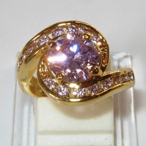 Cincin Wanita Ring US GF Pink Sapphire CZ