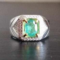 Exclusive Emerald Silver Ring 9US