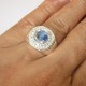 Round Ceylon Sapphire Silver Ring 8.5US