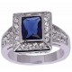 Cincin Pria Ring 8 CZ Blue Sapphire 10K isi Emas Putih