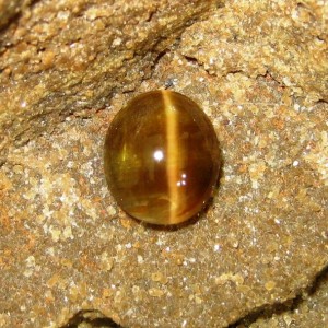 Batu Mulia Cats Eye Sillimanite Hijau Kuning 3.49 carat