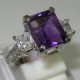 Elegant Silver Purple Amethyst Ring 6.5US