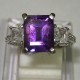 Elegant Silver Purple Amethyst Ring 6.5 US