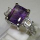 Elegant Silver Purple Amethyst Ring 6.5US
