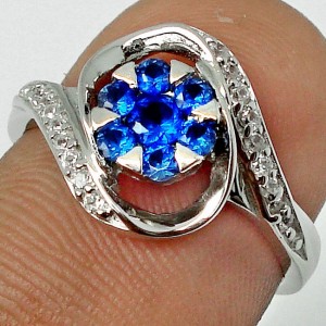 Blue Sapphire Sterling Silver 925 Ring 5.5