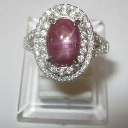 Elegant Star Ruby Silver Ring 7.5US