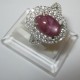 Elegant Star Ruby Silver Ring 7.5US