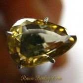 Memo Keaslian Batu Mulia Pear Cut Greenish Yellow Zircon 2.37 carat