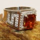 Cincin Pria Garnet Orange Silver Ring 9.5US