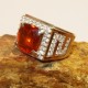 Cincin Pria Silver Ring 9.5US Permata Garnet Orange 4.00 carat