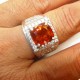 Cincin Pria Silver Ring 9.5US Batu Permata Garnet Orange 4.00 carat