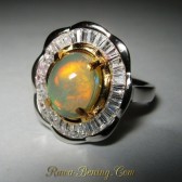 Model Cincin Flower untuk Wanita, Rainbow Opal Ring 6.5 US Art Fashion Ring