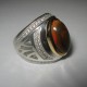Black Opal Men's Silver Ring 7.5 US Jarong Merah Kecoklatan