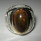 Black Opal Men's Silver Ring 7.5 US Merah Kecoklatan