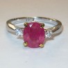 Pinkish Ruby Woman Silver Ring 7.5 US