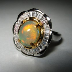 Cincin Silver 925 Rainbow Opal Ring N untuk Wanita Dewasa