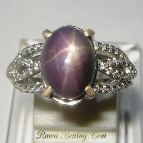 Cincin Wanita Star Ruby Luster Tajam. Silver 925 Ring 5US ~ www.Rawa-Bening.Com