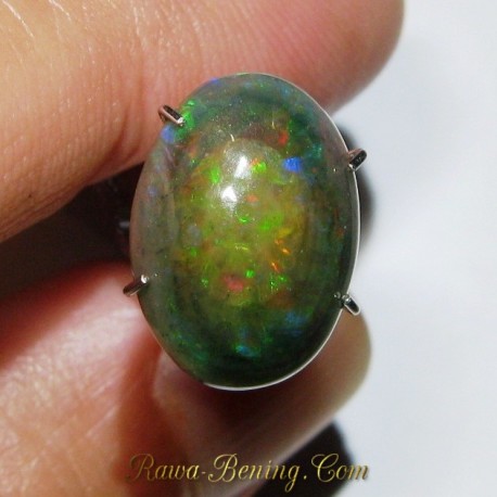 Batu Mulia Black Opal Multi Color 2.40 carat Pola Jarong Bercak Abstrak