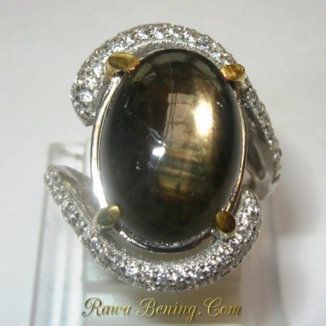 Promo Cincin Silver Black Star Sapphire Ring 5 US 1.00 carat www.rawa-bening.com