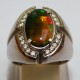 3D Black Opal Silver Ring 9US