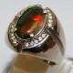 3D Black Opal Silver Ring 9US